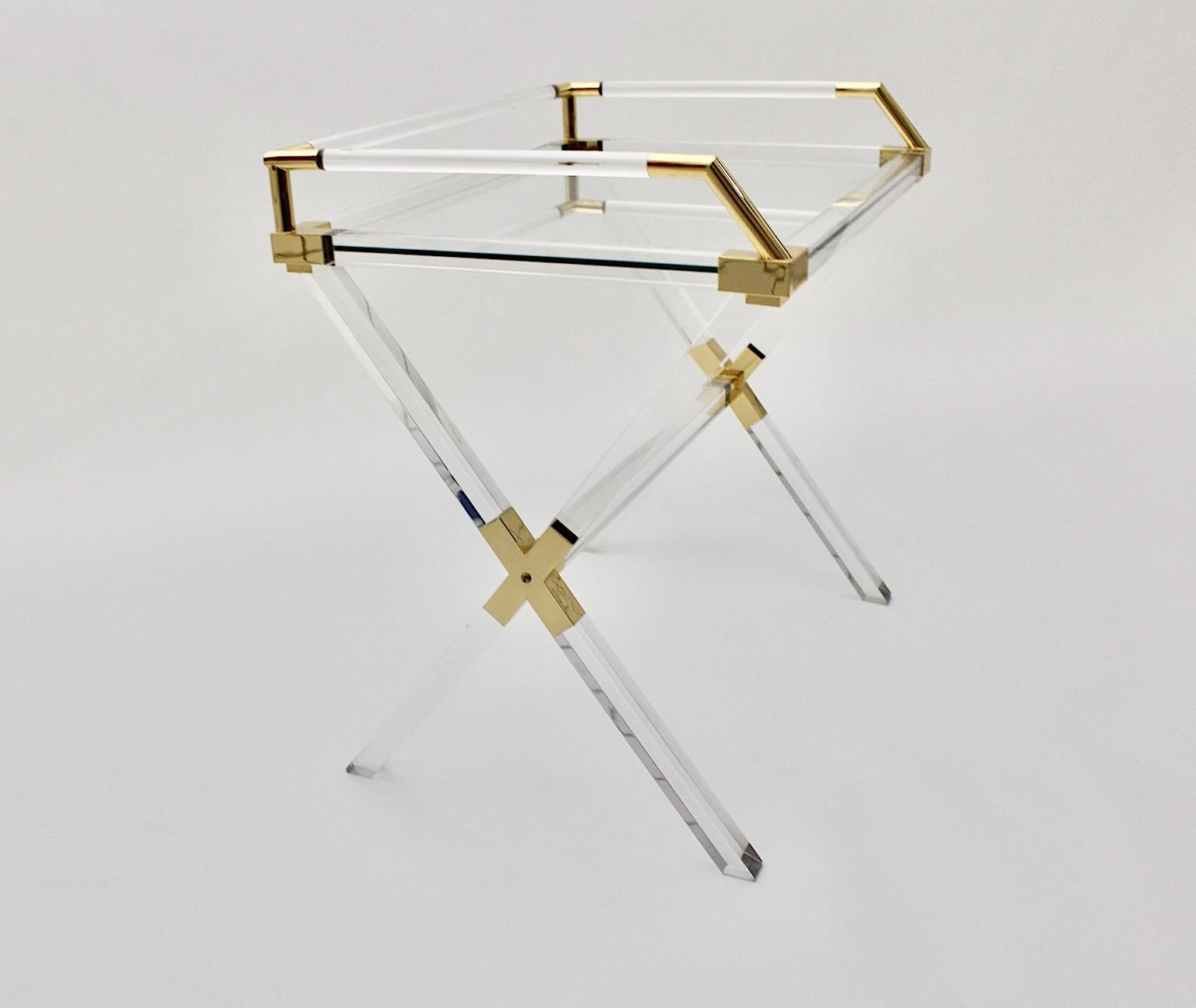 Modern Vintage Lucite Gold Charles Hollis Jones Style Table Desk 1970s Italy For Sale 6
