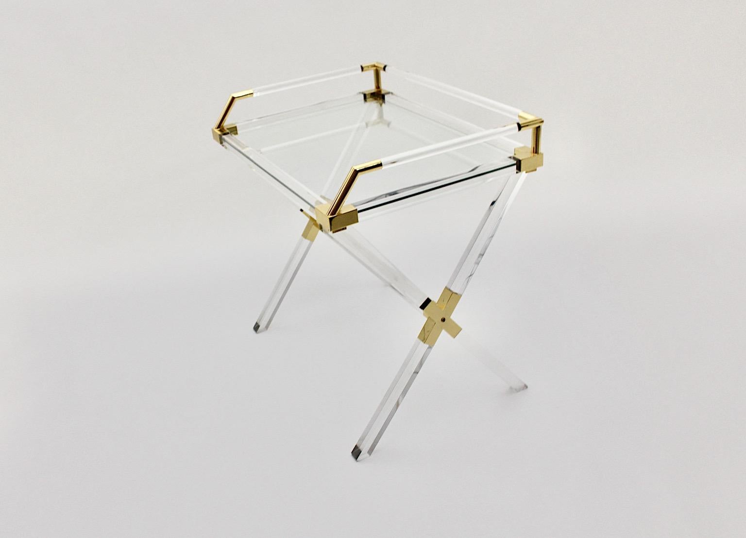 Modern Vintage Lucite Gold Charles Hollis Jones Style Table Desk 1970s Italy For Sale 9