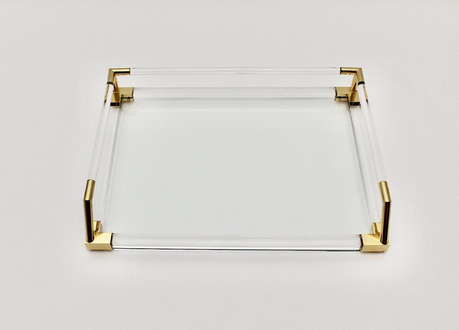 Modern Vintage Lucite Gold Charles Hollis Jones Style Table Desk 1970s Italy For Sale 11