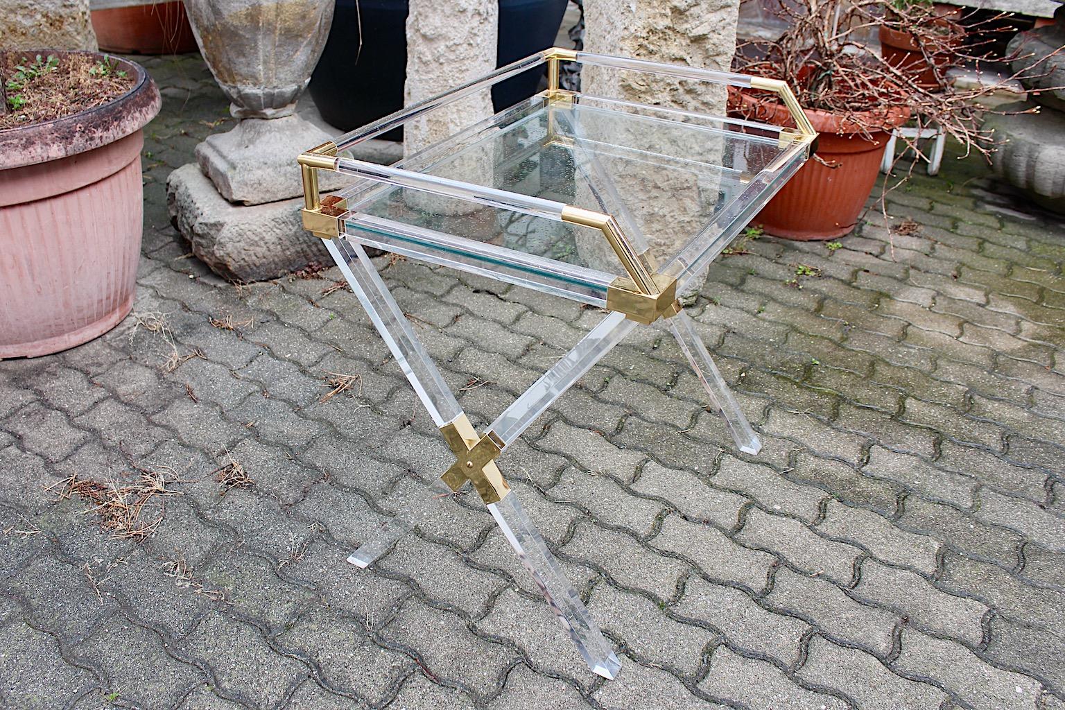 Modern Vintage Lucite Gold Charles Hollis Jones Style Table Desk 1970s Italy For Sale 12