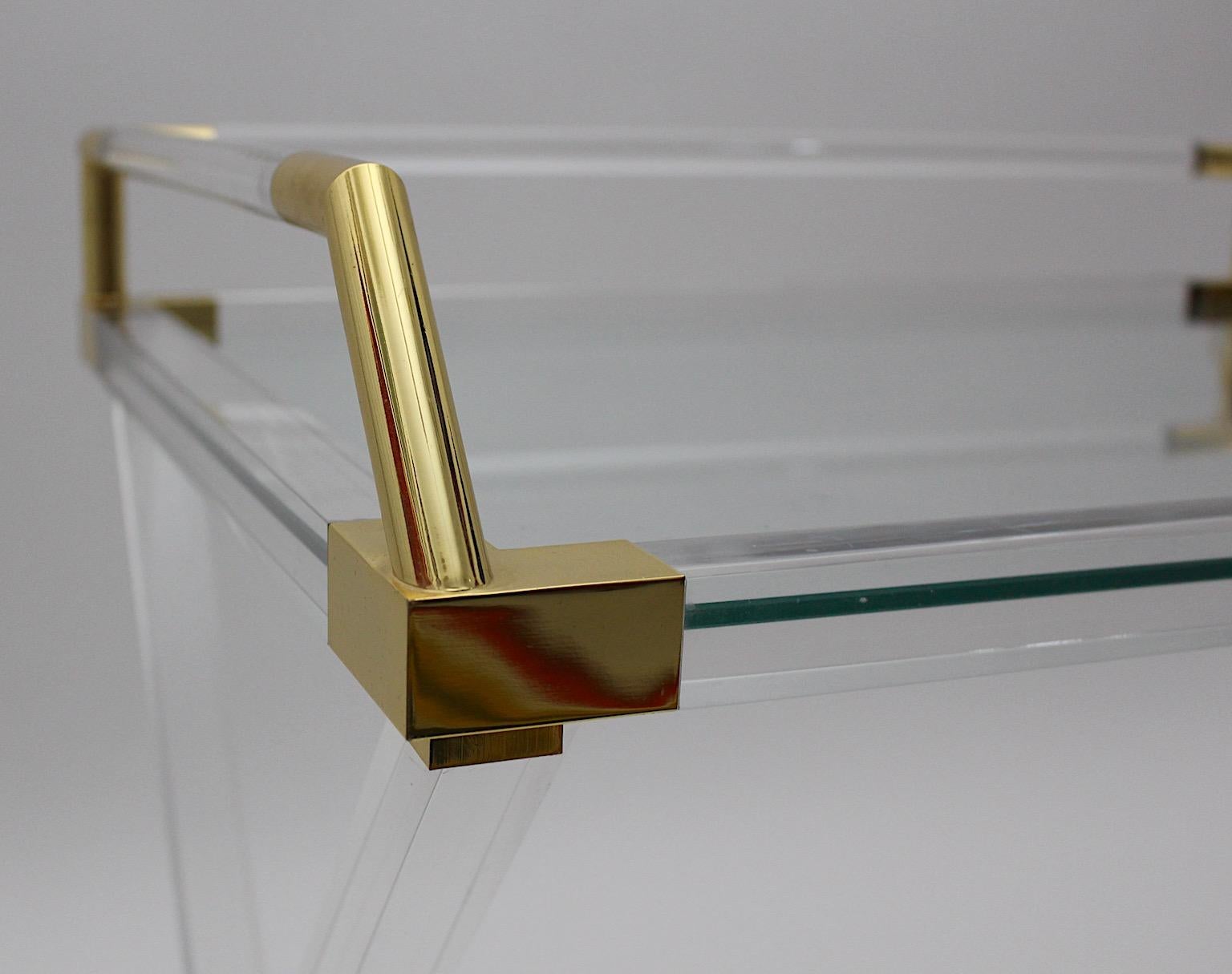 Modern Vintage Lucite Gold Charles Hollis Jones Style Table Desk 1970s Italy For Sale 3