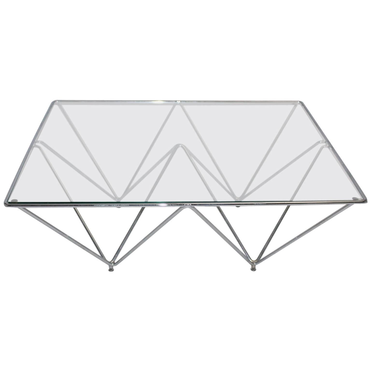 Mesa de centro moderna vintage de metal y cristal Mesa de sofá  Italia Años 80