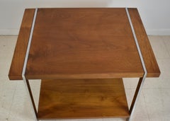Modern Vintage Mid-Century Modern Walnut and Chrome Side Table by Lane Furniture