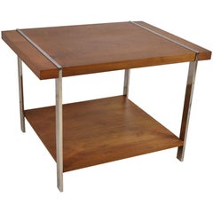 Modern Used Mid-Century Modern Walnut and Chrome Side Table by Lane Furniture