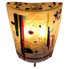 Modern Vintage Multicolored Glass Metal Sconce Wall Light 1980s Italy