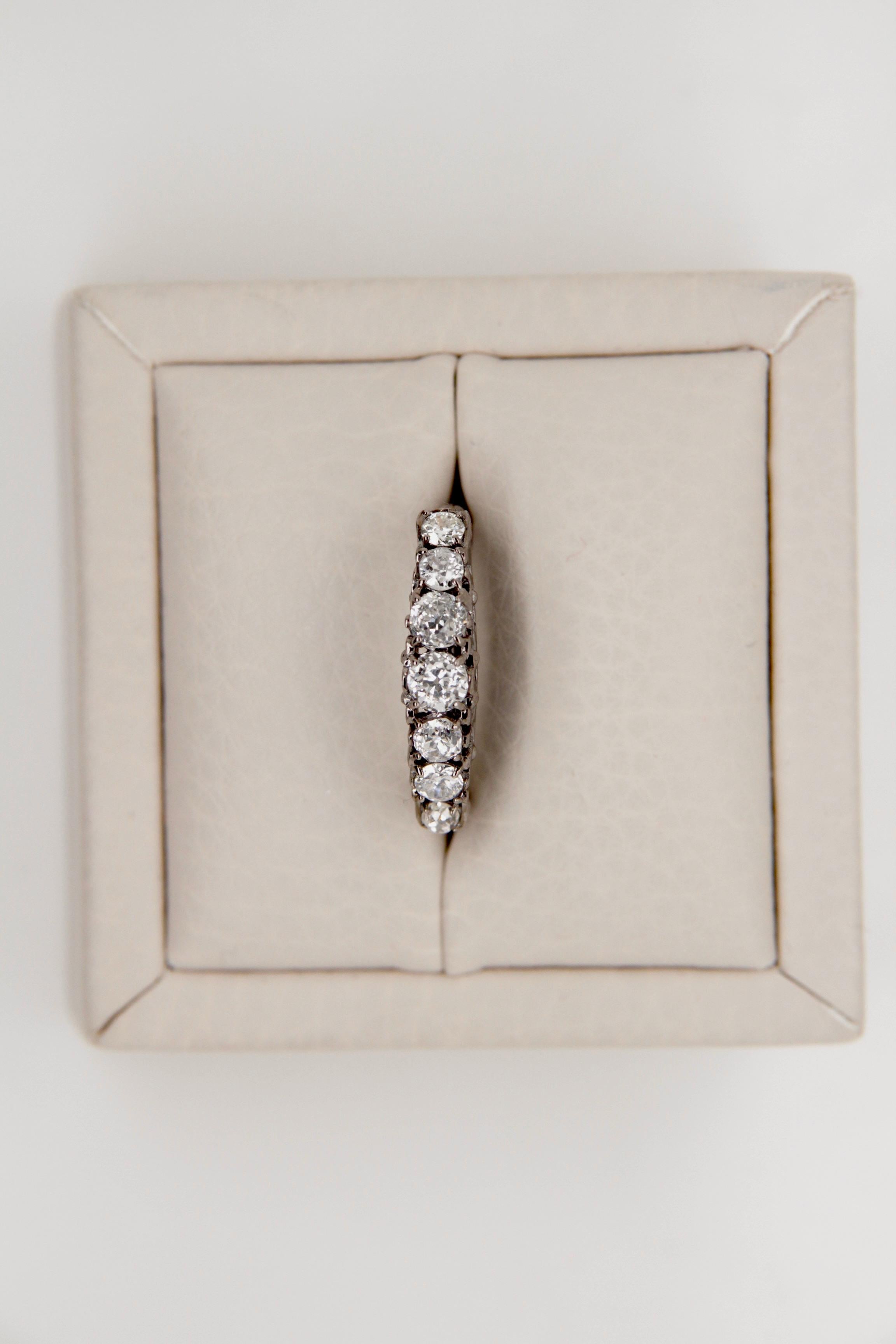 Women's or Men's Modern Vintage Old Cut Diamond Ring in 14 Karat Gold For Sale