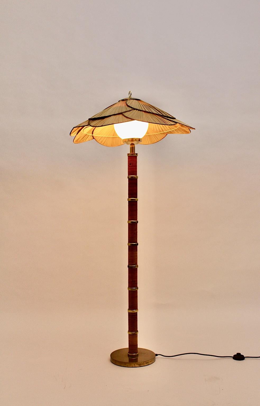 vintage rattan floor lamp