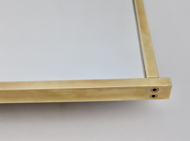 Modern Vintage Rectangular Brass Floor Mirror Wall Mirror, 1970s, Italy For Sale at 1stDibs