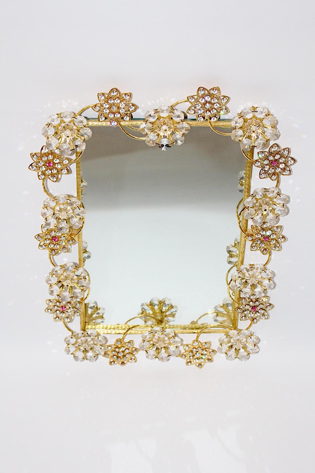 Modern Vintage Rectangular Glass Golden Metal Wall Mirror, 1990s, Italy For Sale 6