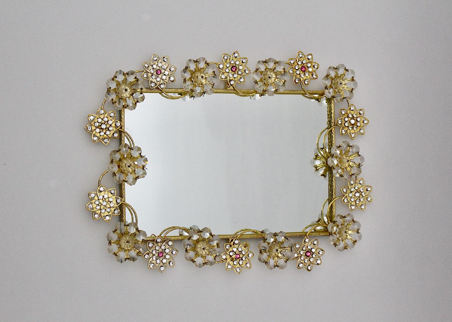 Modern Vintage Rectangular Glass Golden Metal Wall Mirror, 1990s, Italy For Sale 7