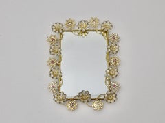 Modern Vintage Rectangular Glass Golden Metal Wall Mirror, 1990s, Italy