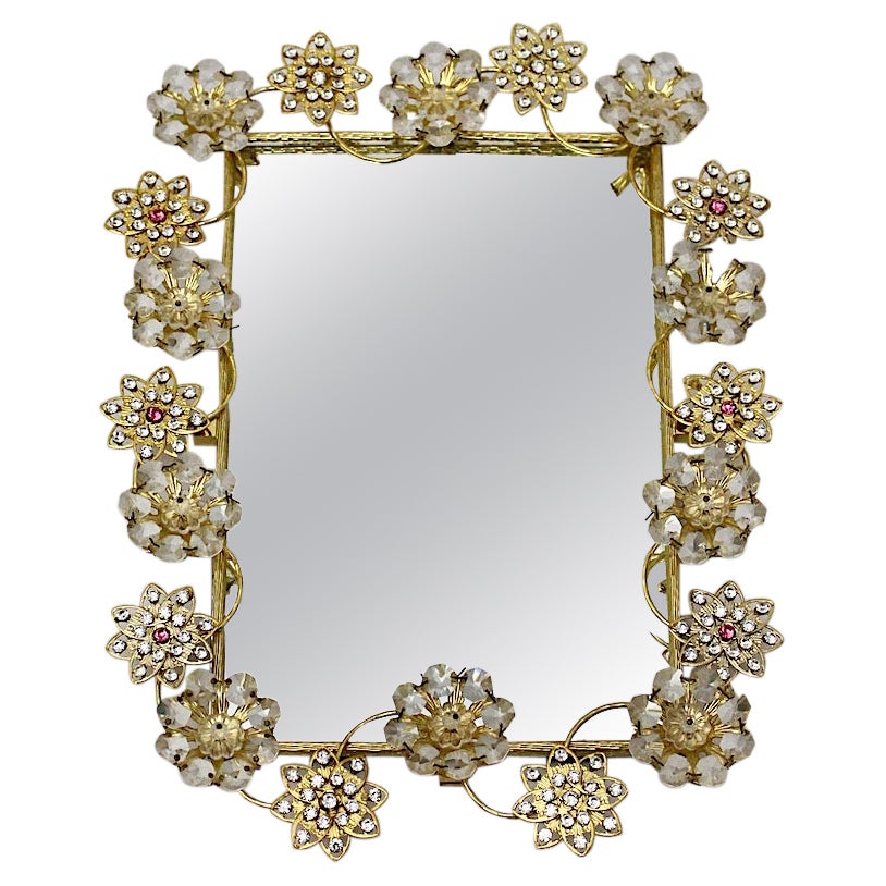 Espejo de pared moderno vintage rectangular de cristal dorado, años 90, Italia