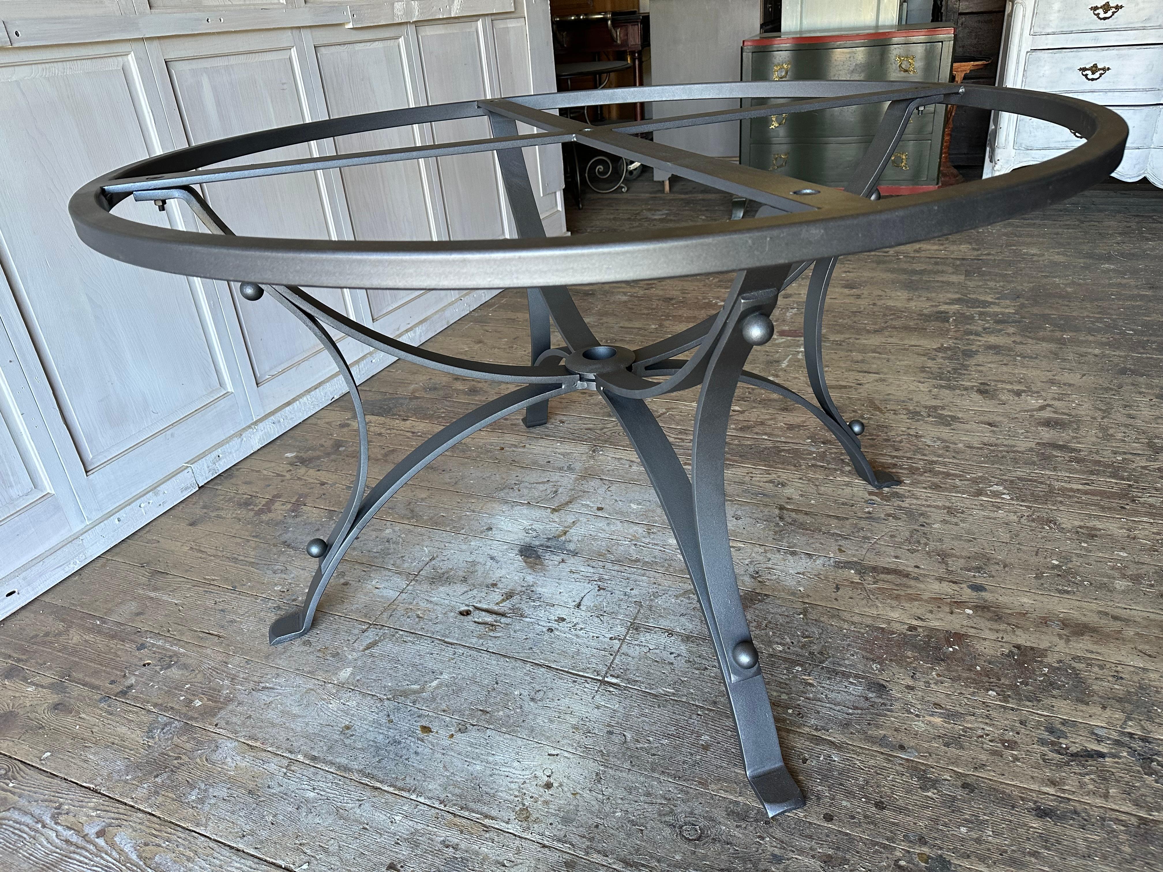 Modern Vintage Round Metal Garden Dining Table Base For Sale 4