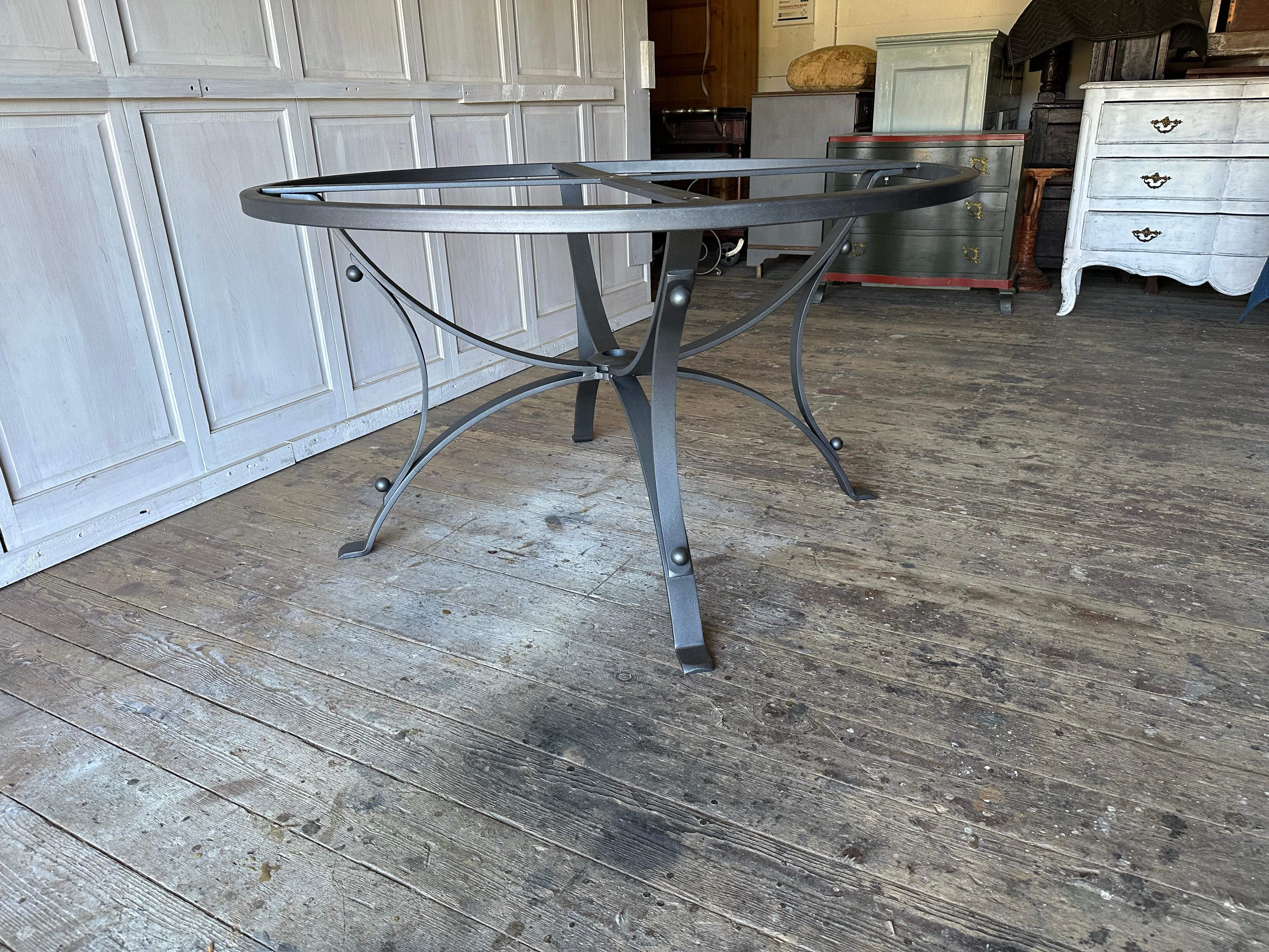Modern Vintage Round Metal Garden Dining Table Base For Sale 5