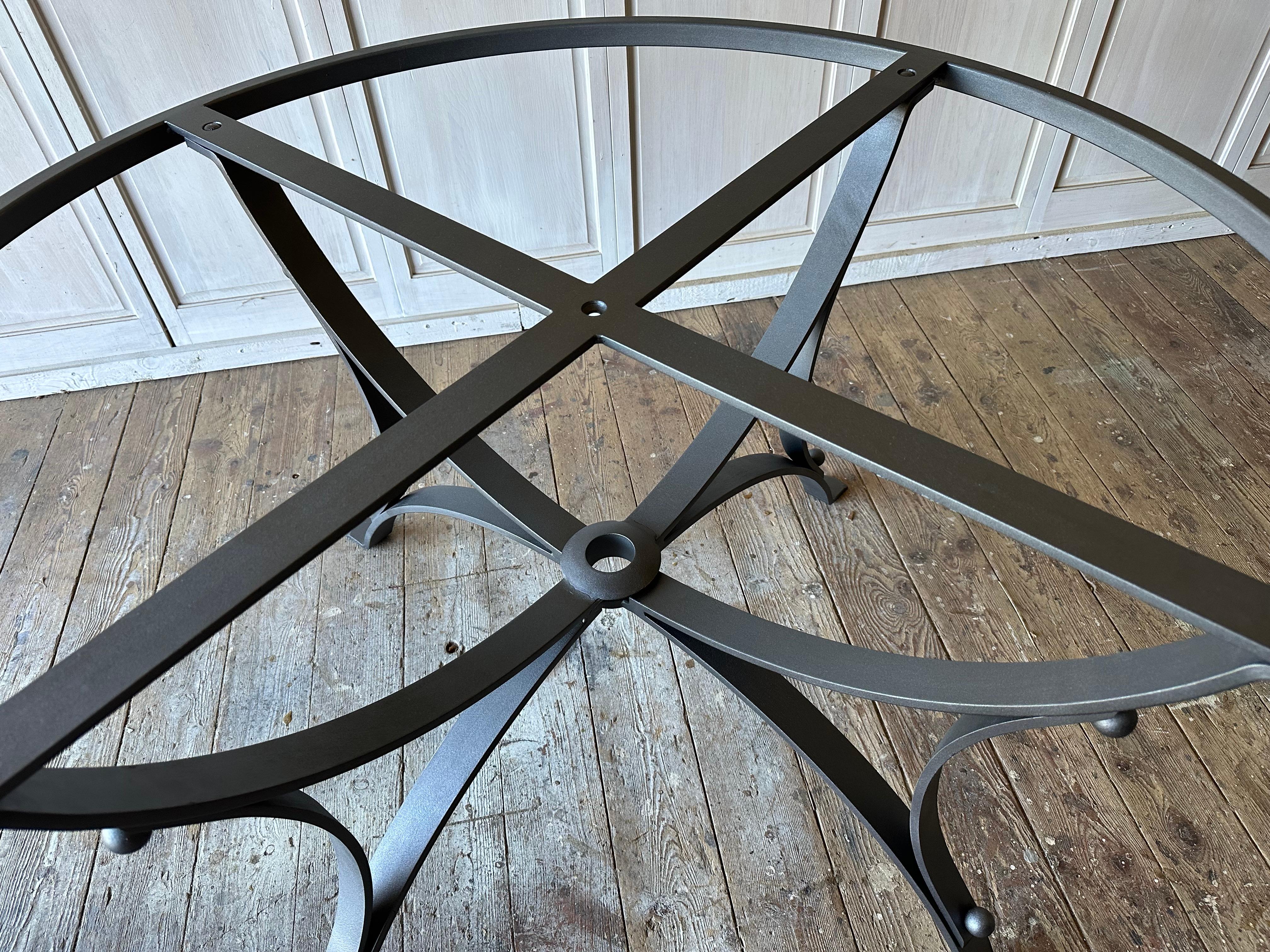Modern Vintage Round Metal Garden Dining Table Base For Sale 6