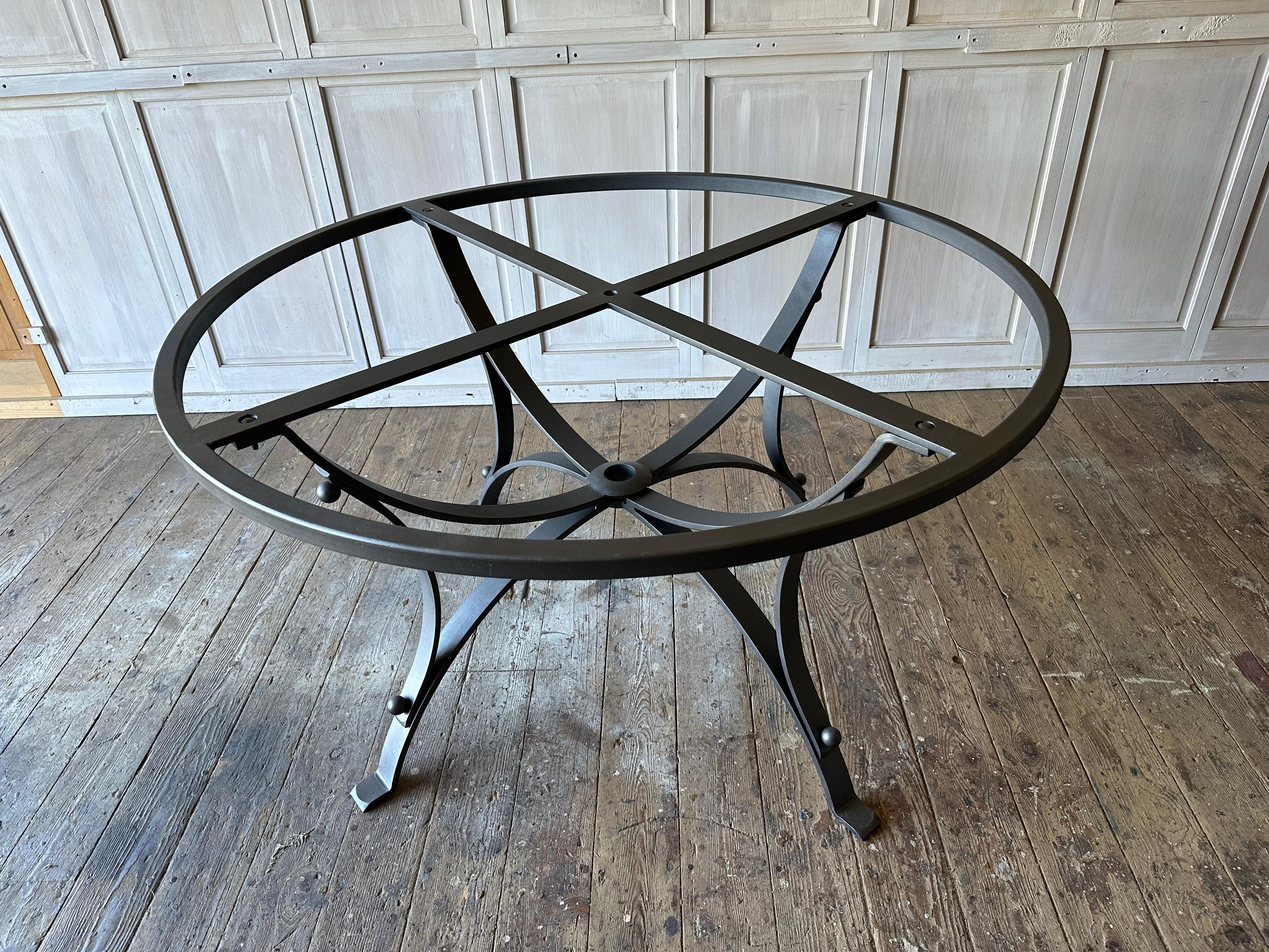 Modern Vintage Round Metal Garden Dining Table Base For Sale 8