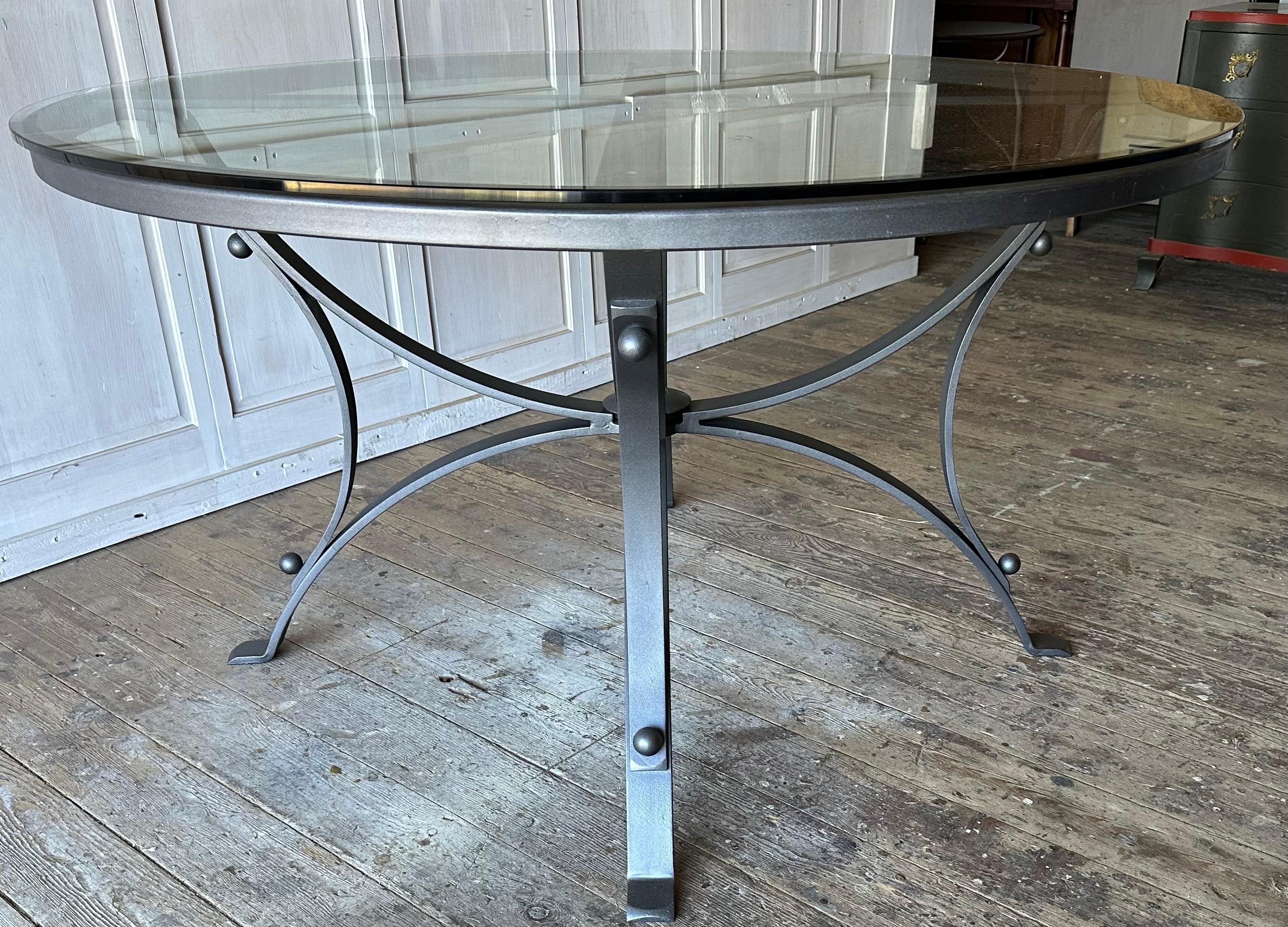 Modern Vintage Round Metal Garden Dining Table Base For Sale 1