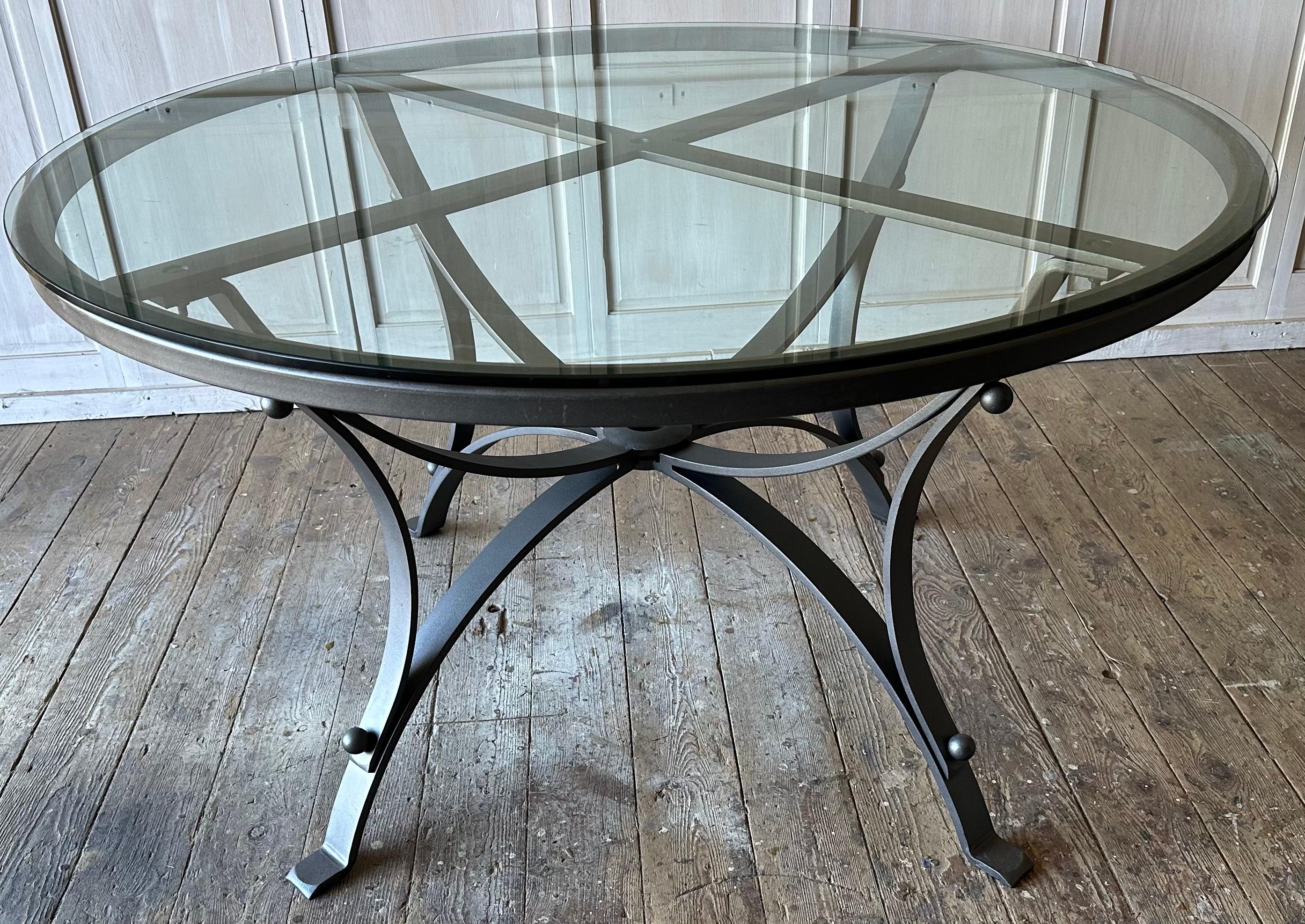 Modern Vintage Round Metal Garden Dining Table Base For Sale 2