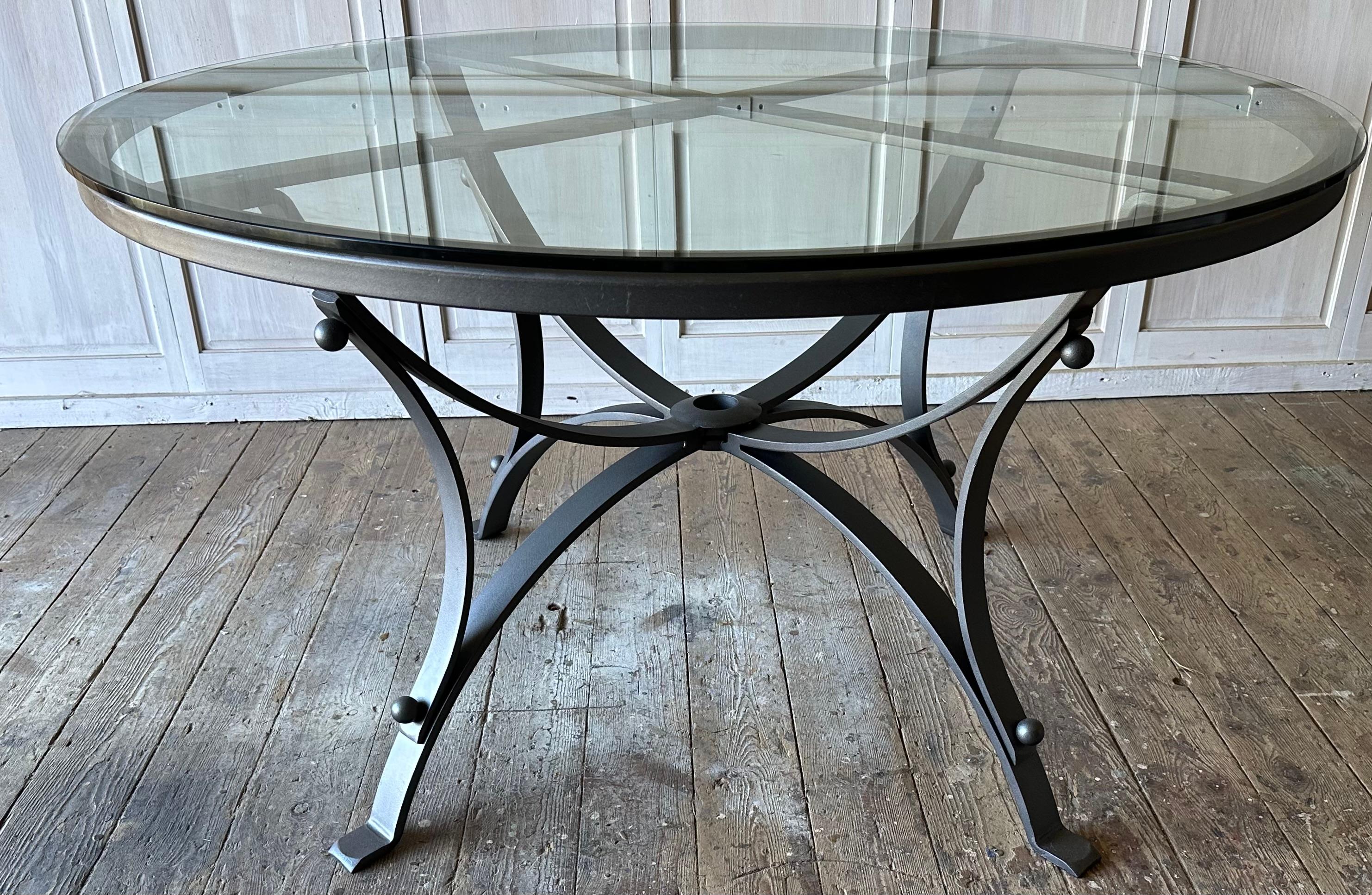 Modern Vintage Round Metal Garden Dining Table Base For Sale 3