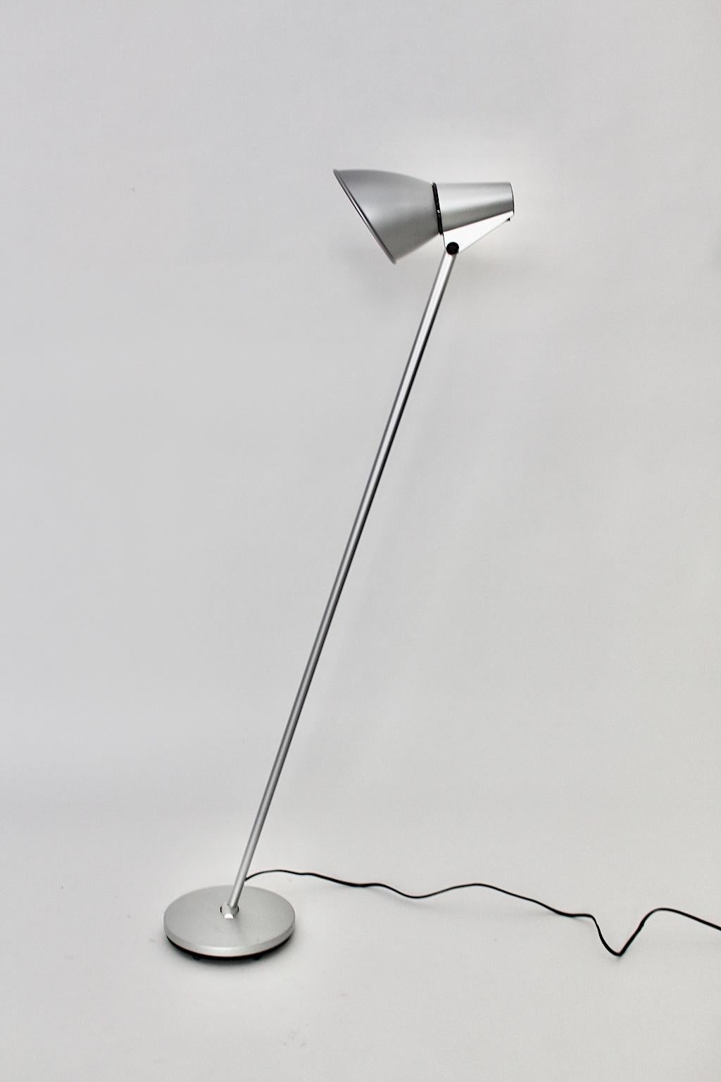 Italian Modern Vintage Silver Aluminum Floor Lamp Hannes Wettstein Artemide, 1996, Italy