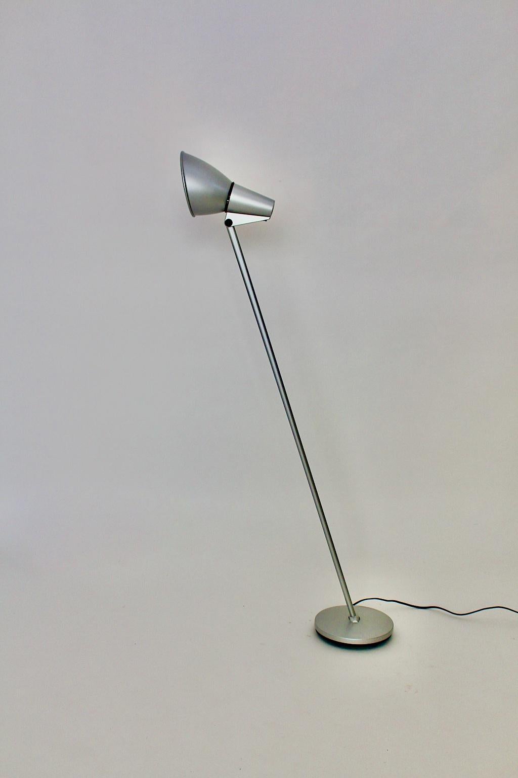 Modern Vintage Silver Aluminum Floor Lamp Hannes Wettstein Artemide, 1996, Italy In Good Condition In Vienna, AT