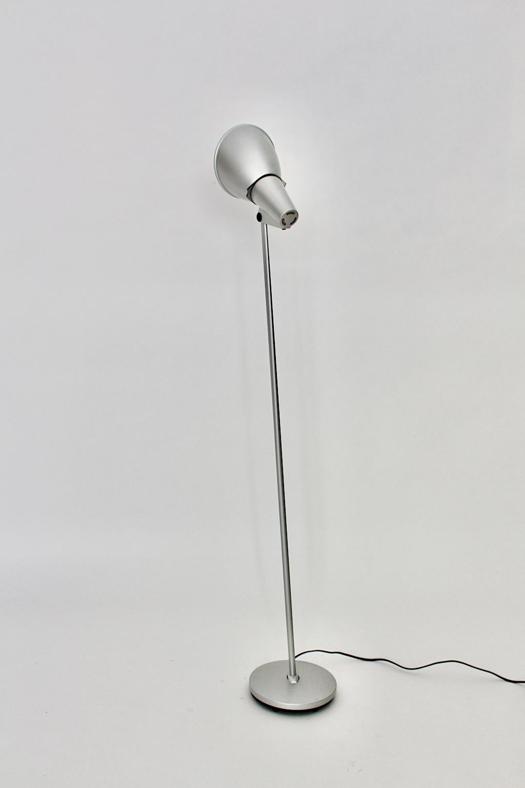 20th Century Modern Vintage Silver Aluminum Floor Lamp Hannes Wettstein Artemide, 1996, Italy