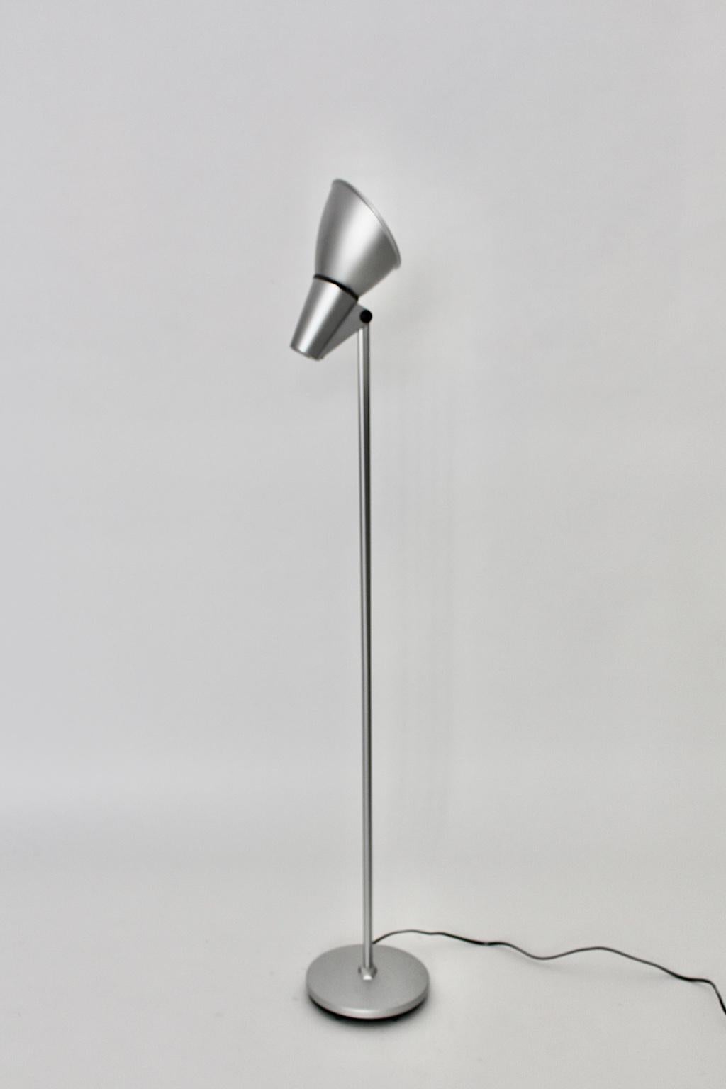 Modern Vintage Silver Aluminum Floor Lamp Hannes Wettstein Artemide, 1996, Italy 3