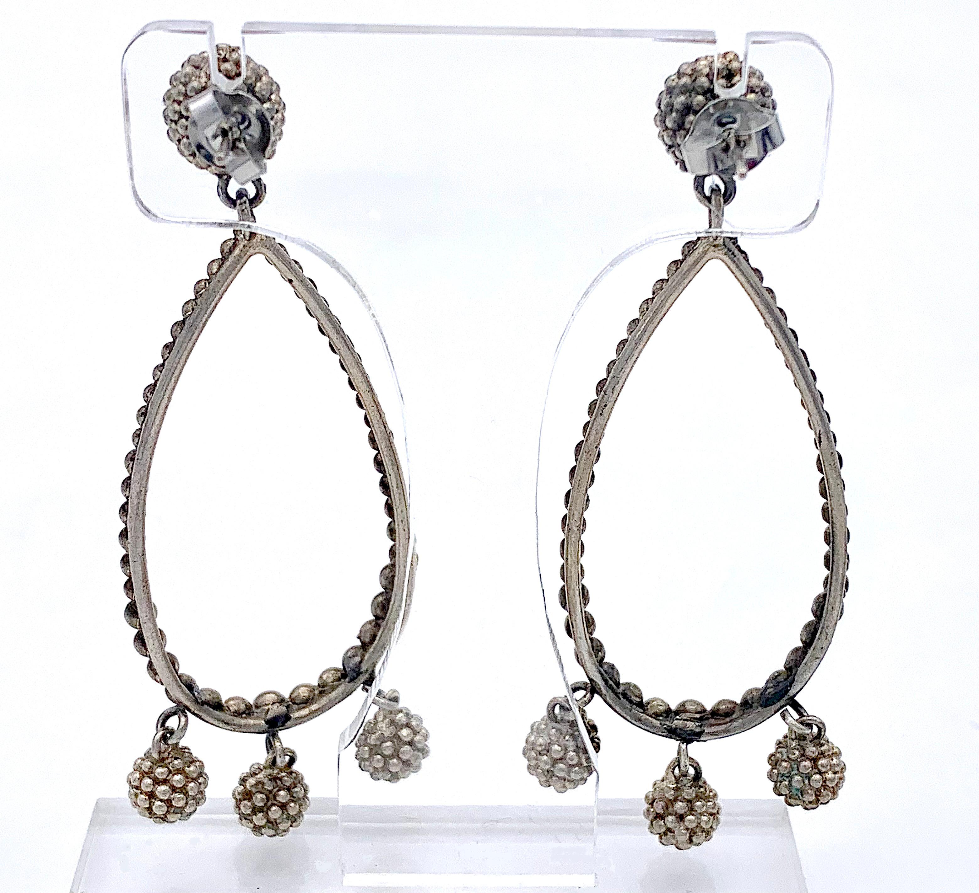 Modern Vintage Silver Dangling Earrings In Good Condition For Sale In Munich, Bavaria