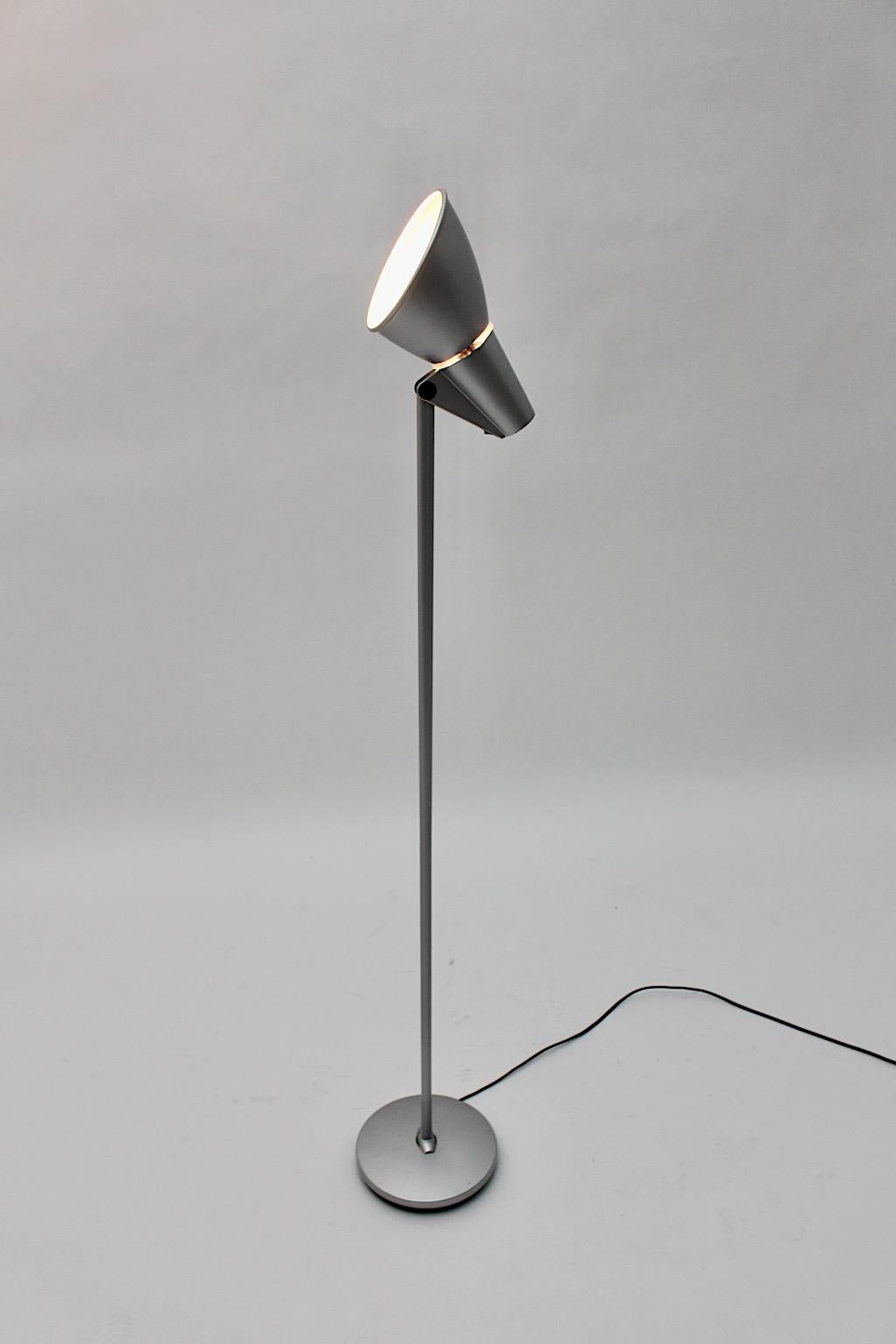 Modern Vintage Silver Metal Floor Lamp Hannes Wettstein for Artemide 1996 Italy For Sale 6