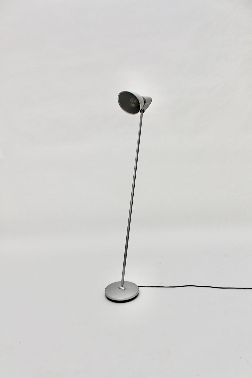 Modern Vintage Silver Metal Floor Lamp Hannes Wettstein for Artemide 1996 Italy For Sale 9