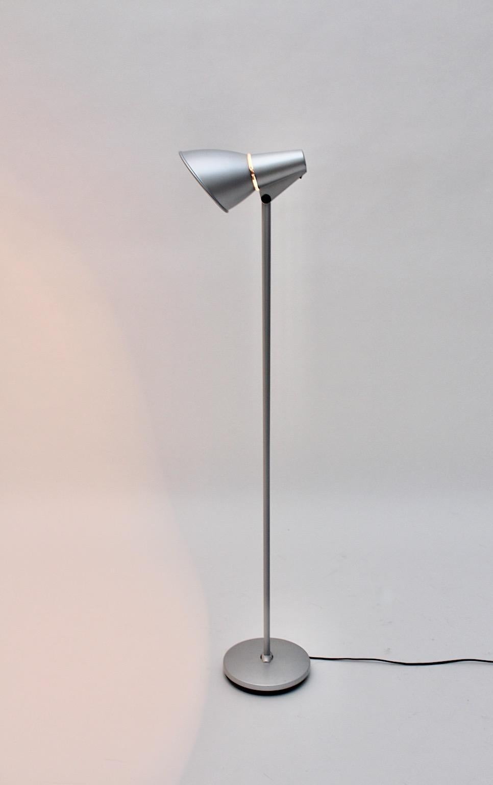 Modern Vintage Silver Metal Floor Lamp Hannes Wettstein for Artemide 1996 Italy In Good Condition For Sale In Vienna, AT