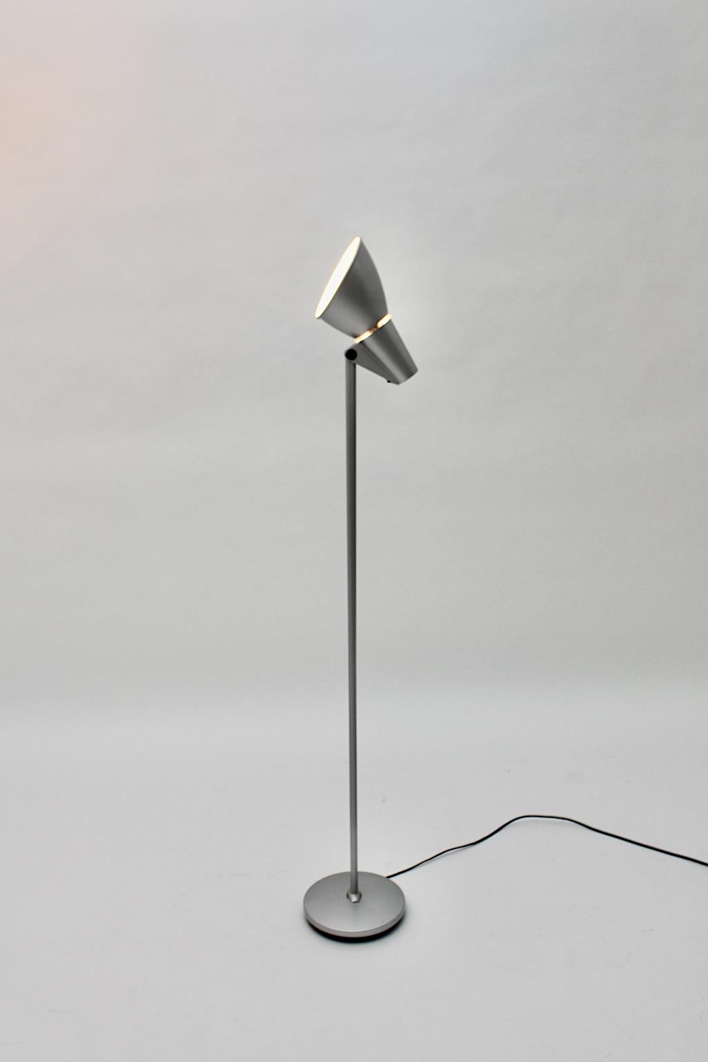 Modern Vintage Silver Metal Floor Lamp Hannes Wettstein for Artemide 1996 Italy For Sale 1