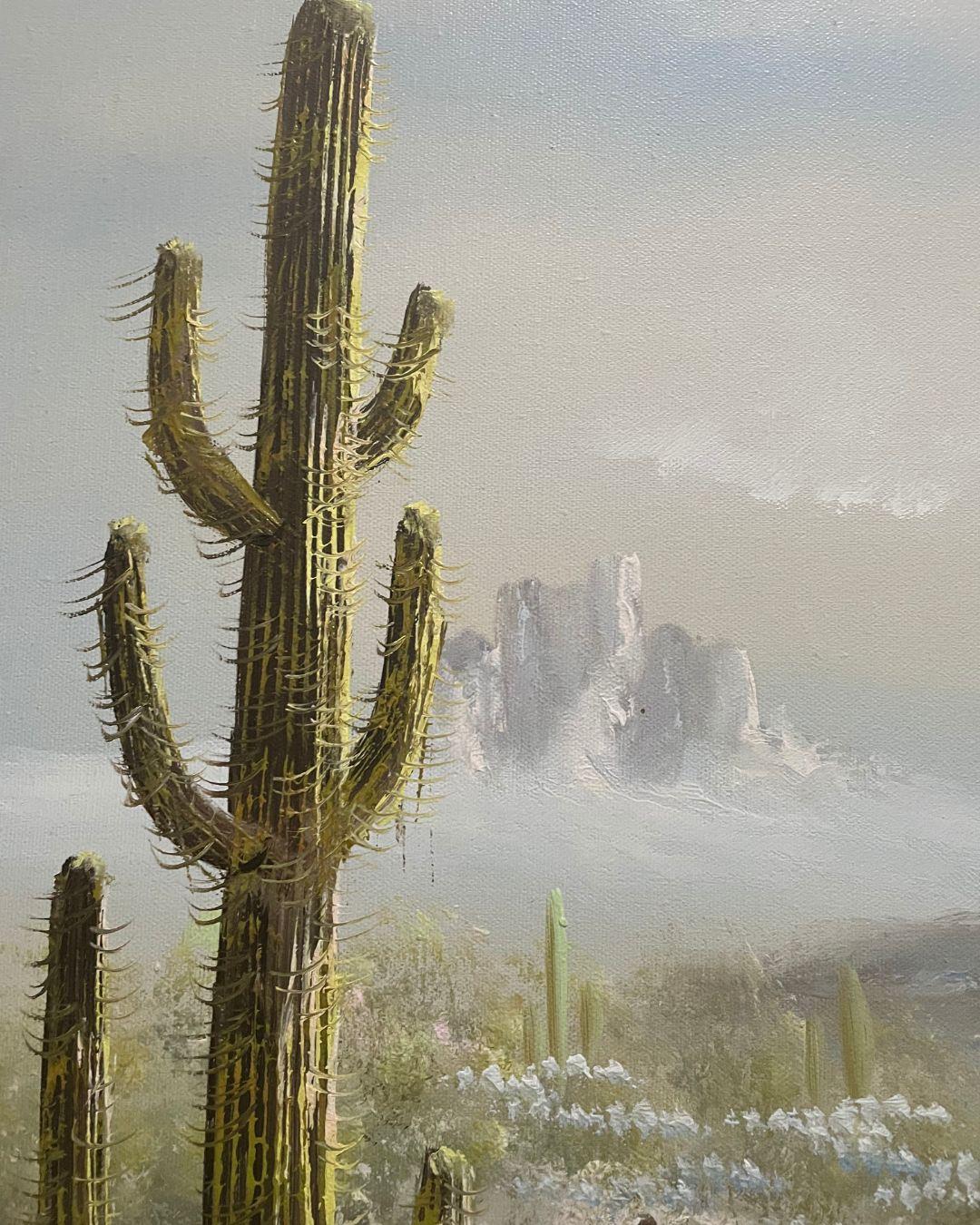 Modern Vintage Spring Desert Landscape Painting For Sale
