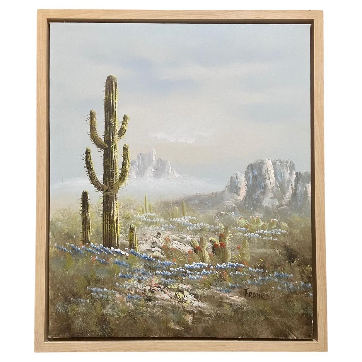 Vintage Spring Desert Landscape Painting