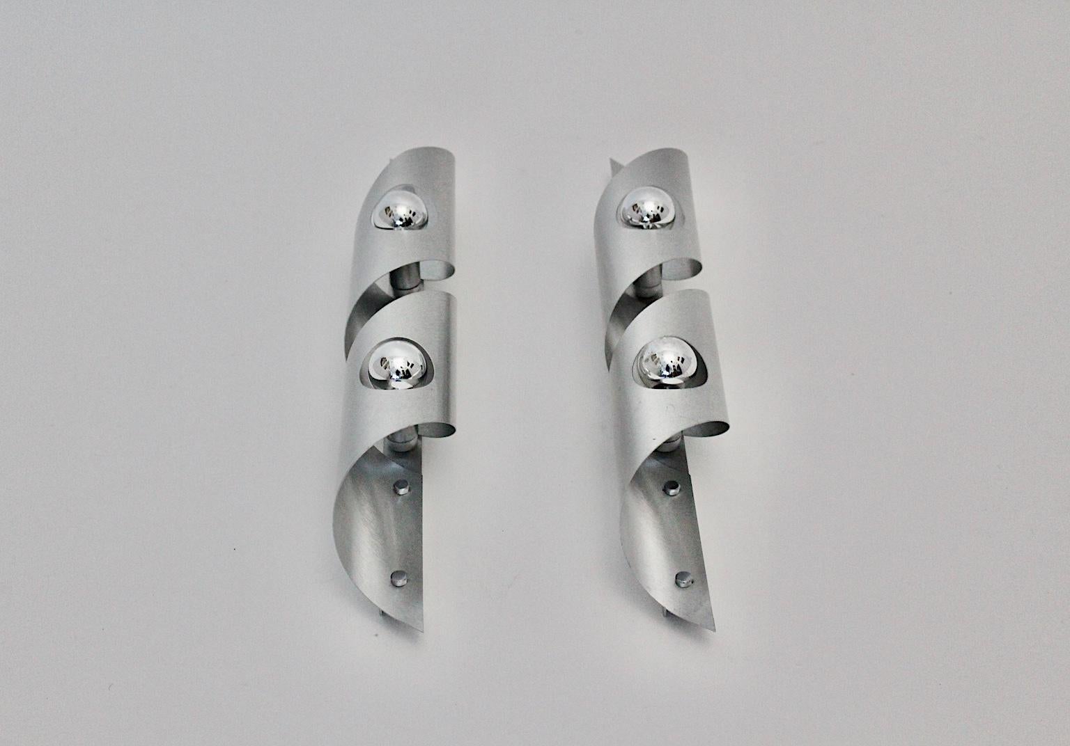 Modern Vintage Stainless Steel Sconces in the Style Maria Pergay, France, 1980s 1