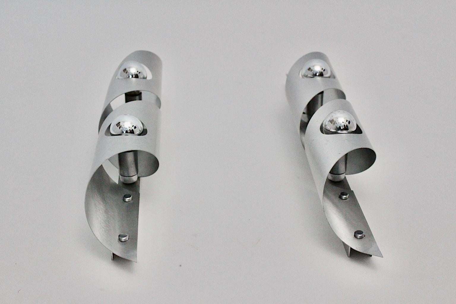 Modern Vintage Stainless Steel Sconces in the Style Maria Pergay, France, 1980s 3