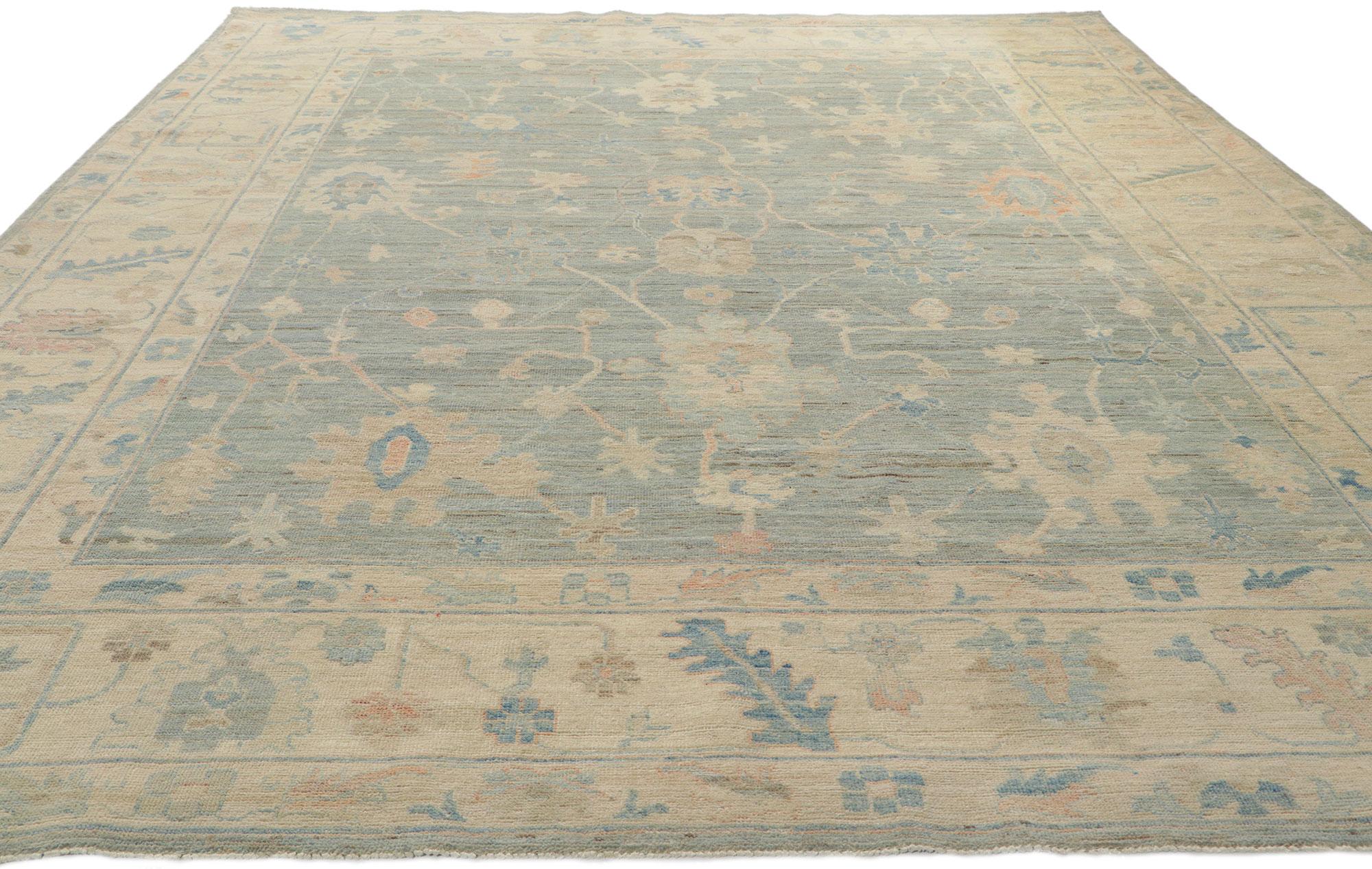 Pakistani Modern Vintage Style Oushak Area Rug For Sale