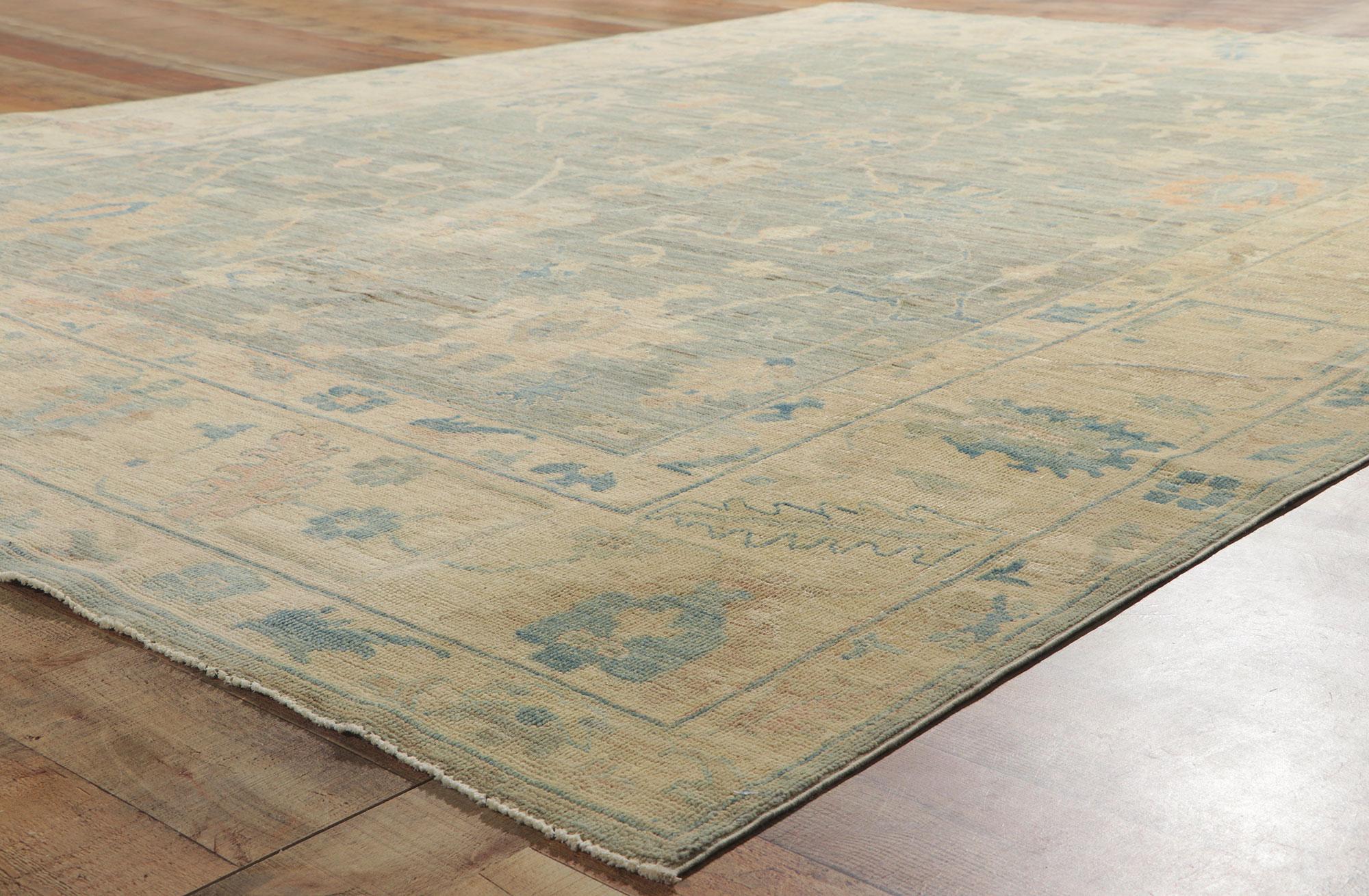 Contemporary Modern Vintage Style Oushak Area Rug For Sale