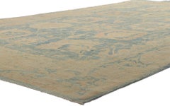 Modern Vintage Style Oushak Area Rug with Soft Colors