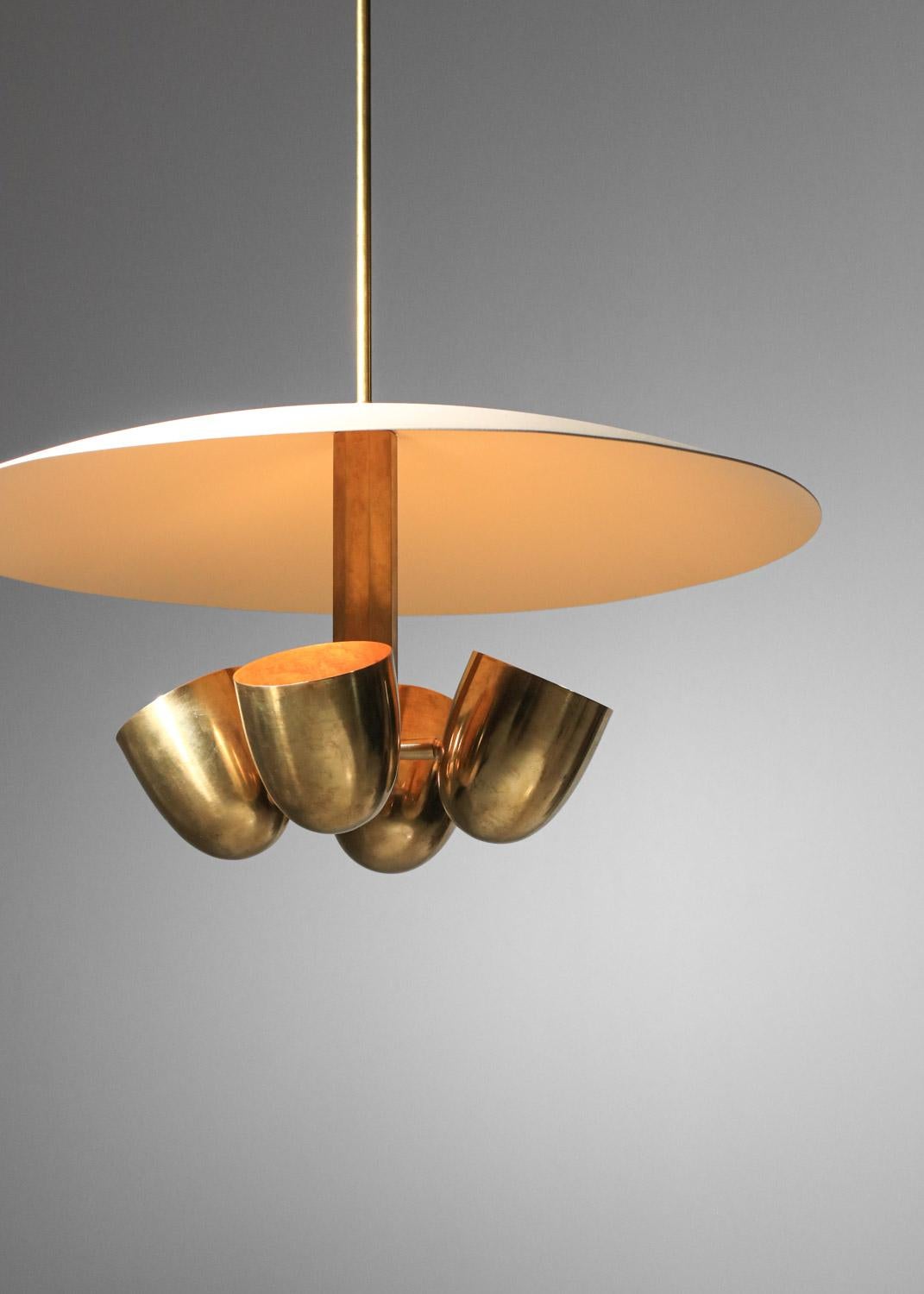 Modern vintage style pendant light in solid brass and lacquered metal For Sale 6