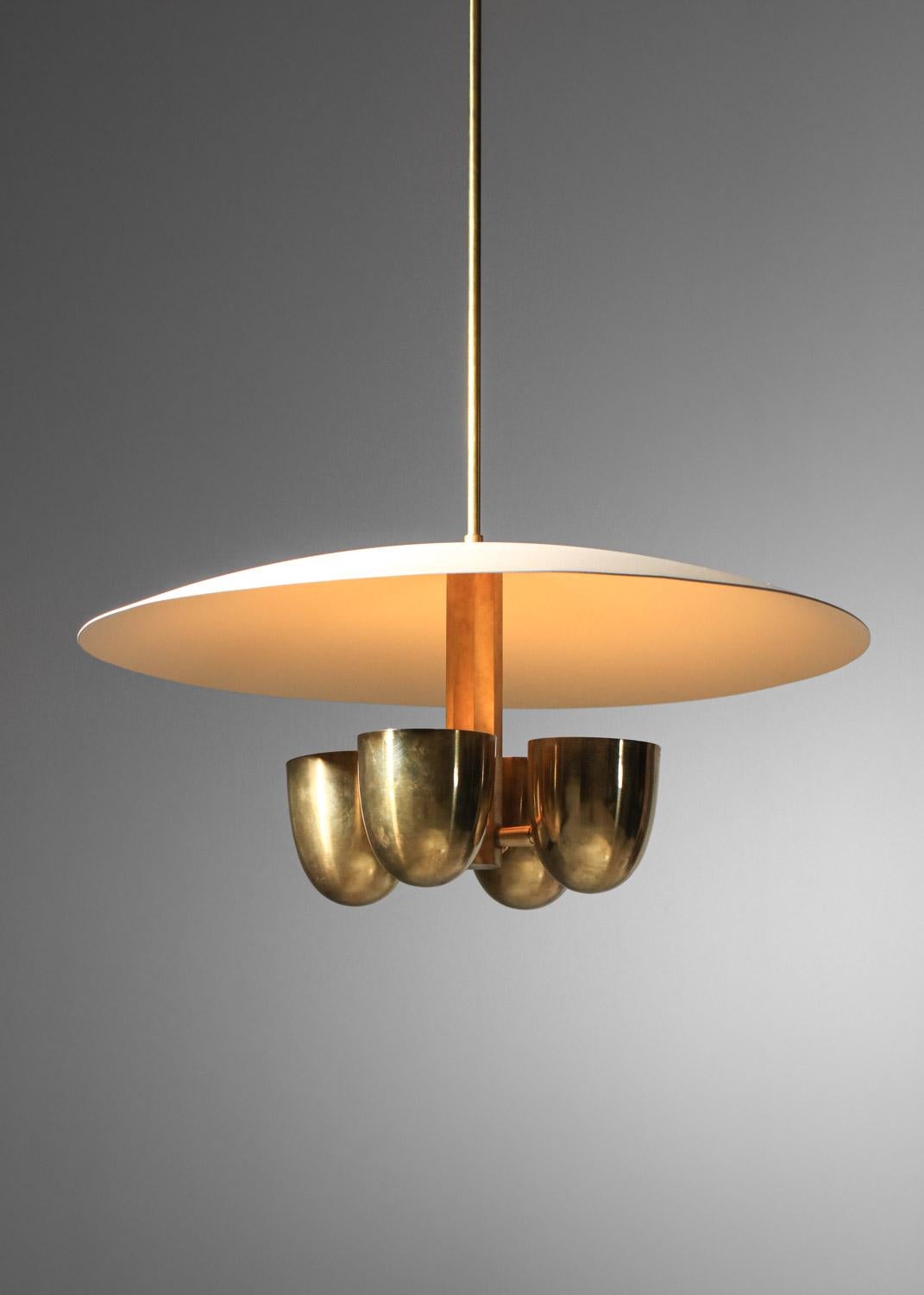 Modern vintage style pendant light in solid brass and lacquered metal For Sale 9