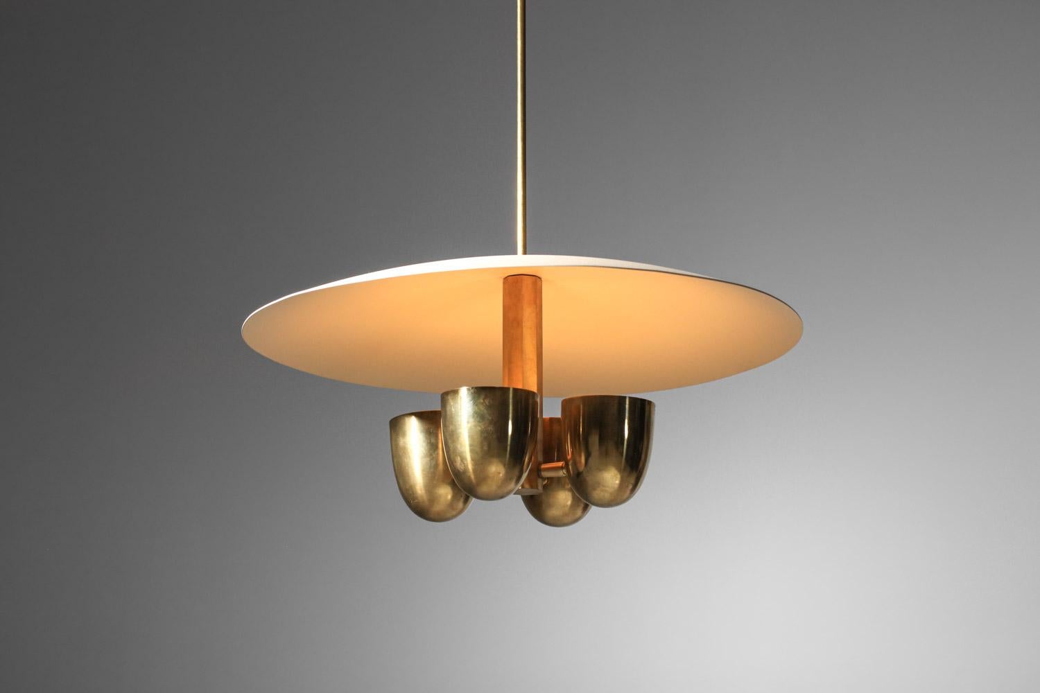 Modern vintage style pendant light in solid brass and lacquered metal For Sale 10