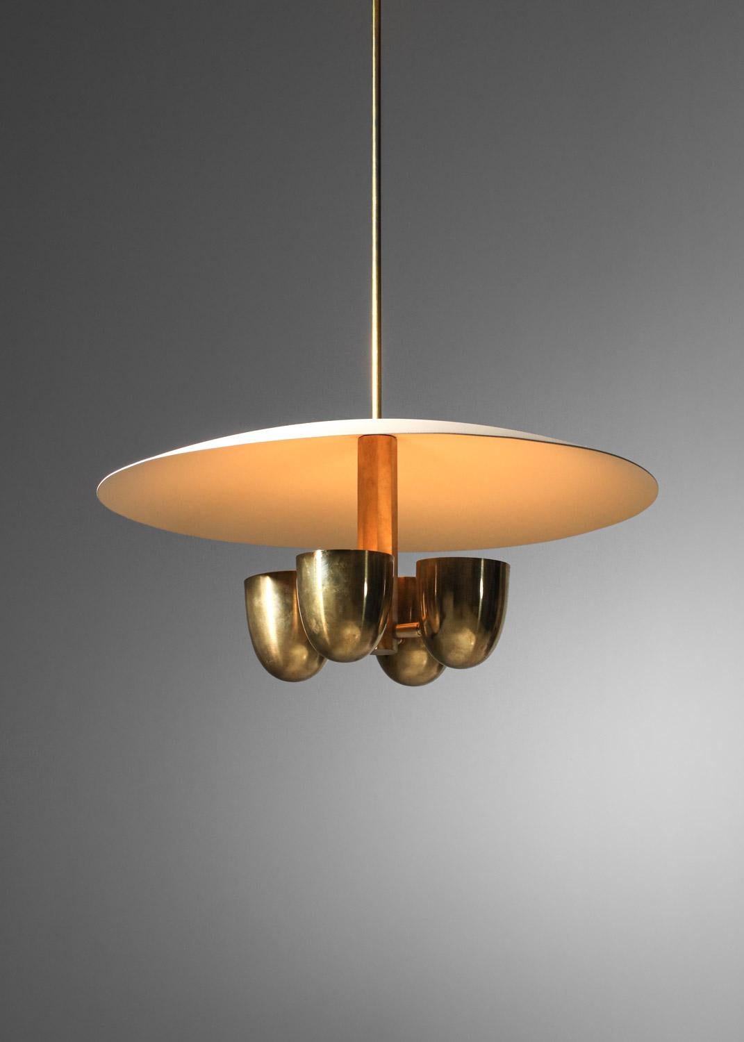Modern vintage style pendant light in solid brass and lacquered metal For Sale 11