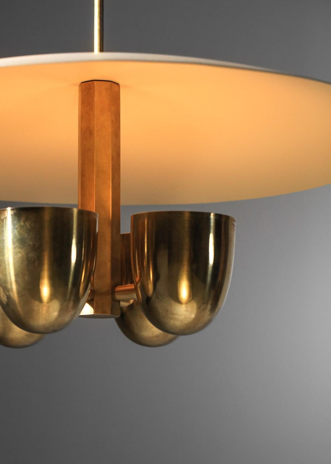 Modern vintage style pendant light in solid brass and lacquered metal For Sale 12