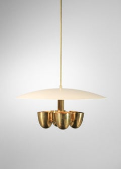 Modern vintage style pendant light in solid brass and lacquered metal