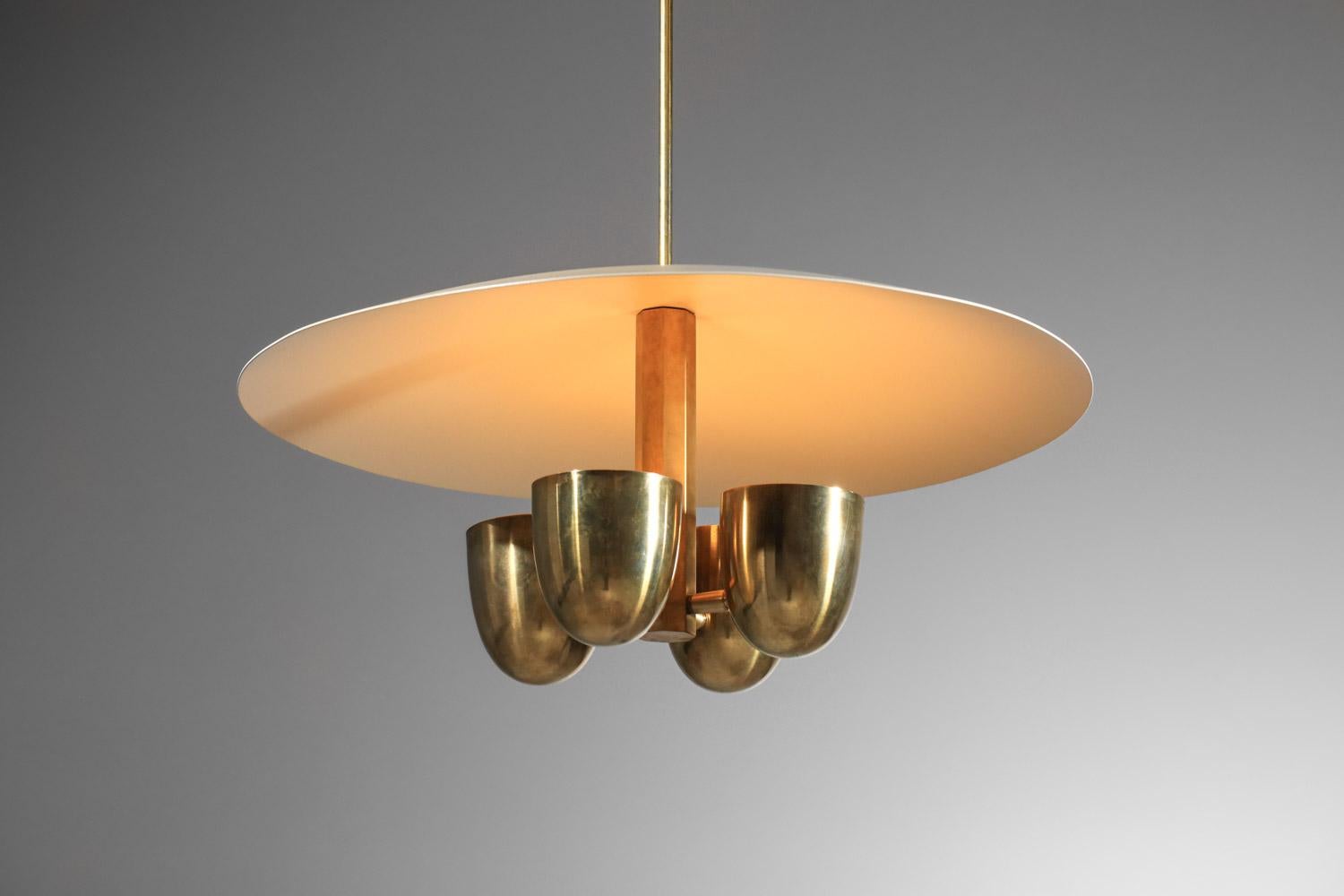 Modern vintage style pendant light in solid brass and lacquered metal For Sale 13