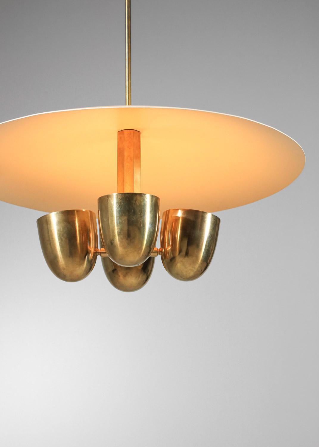 Modern vintage style pendant light in solid brass and lacquered metal In New Condition For Sale In Lyon, FR