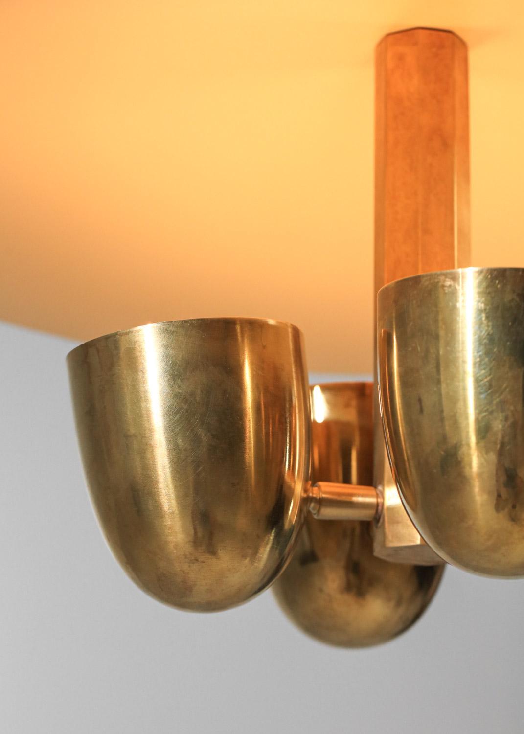 Contemporary Modern vintage style pendant light in solid brass and lacquered metal For Sale