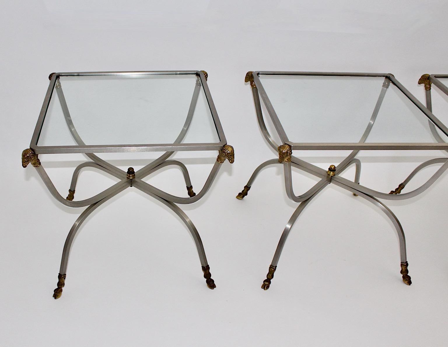 Hollywood Regency Modern Vintage Three Coffee Tables Side Tables Sofa Tables Maison Jansen 1970s For Sale