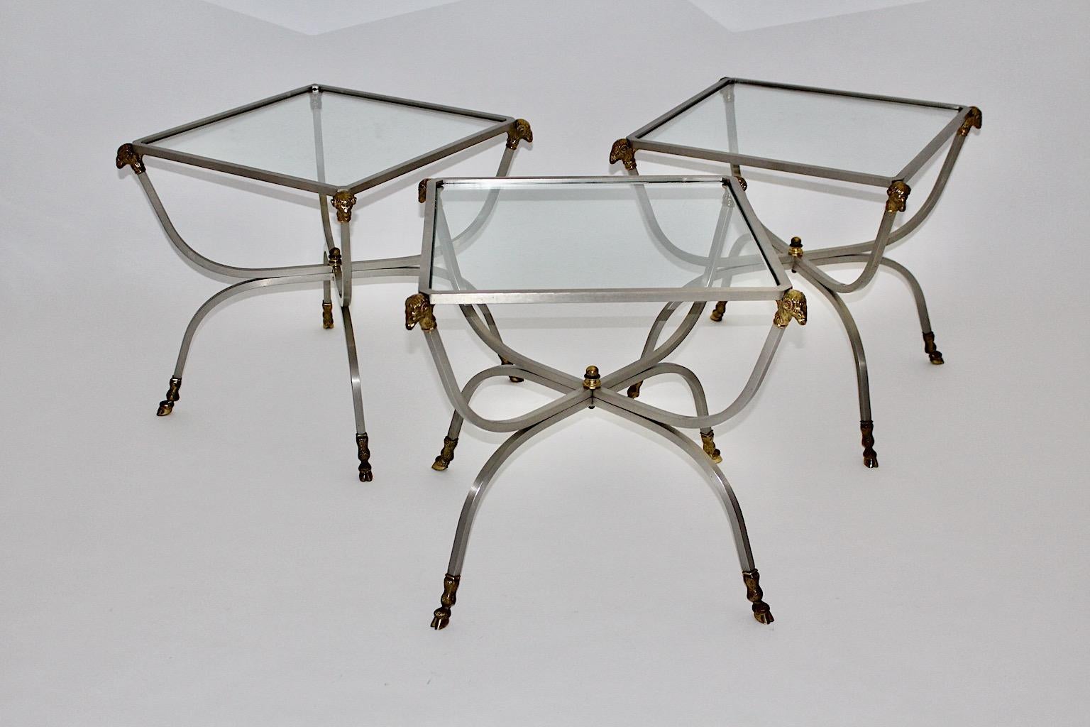 Modern Vintage Three Coffee Tables Side Tables Sofa Tables Maison Jansen 1970s For Sale 1